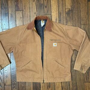 Carhartt Detroit Jacket J01 Brown Vintage Blanket Lined Made in USA 50 Tall